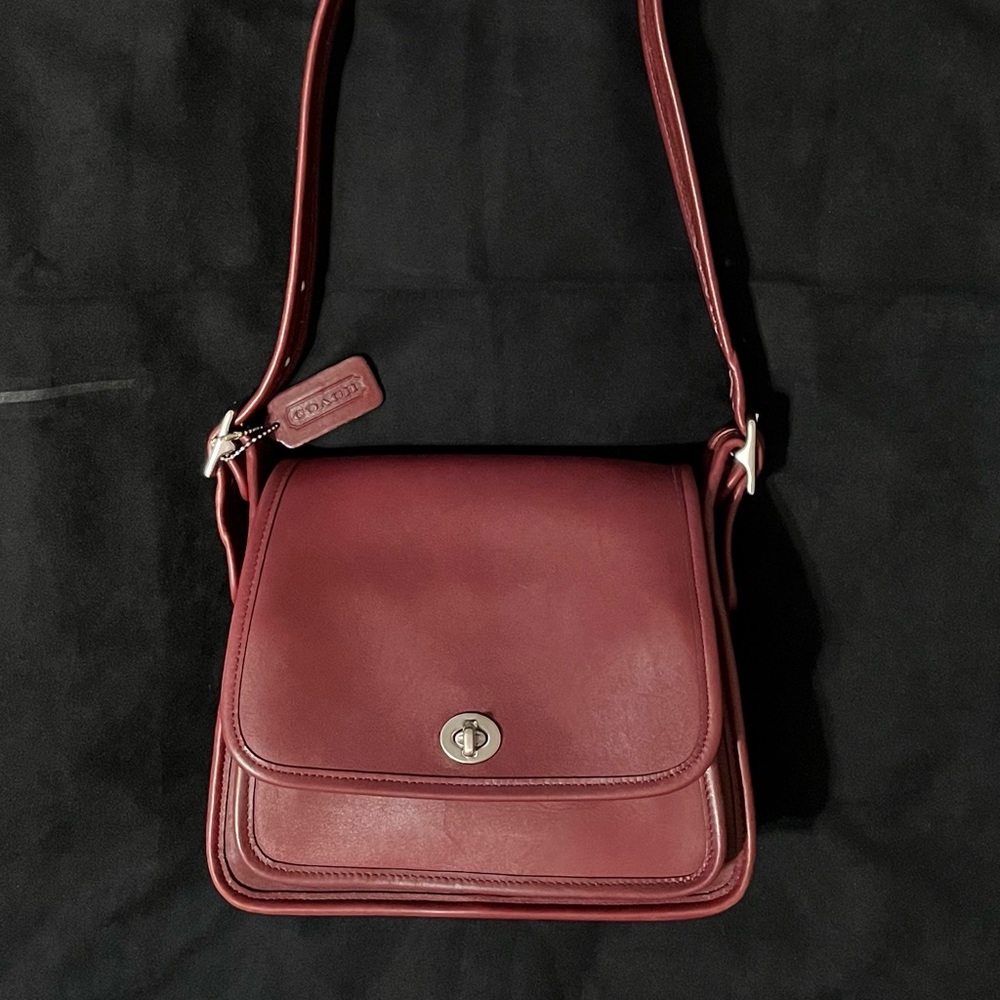 Vintage Coach Leather Crossbody Red Burgundy Maroon Ox Blood